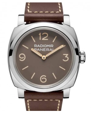 Panerai Radiomir 1940 3 Days Acciaio Stainless Steel 47mm Brown Dial Leather Strap PAM00662 - BRAND NEW