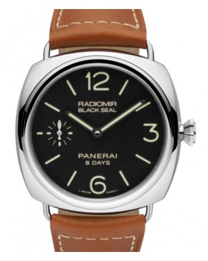 Panerai Radiomir Black Seal 8 Days Stainless Steel 45mm Black Dial Leather Strap PAM00609 - BRAND NEW