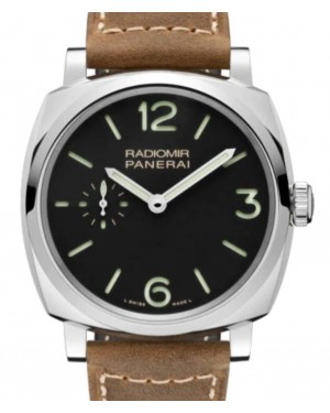 Panerai Radiomir Stainless Steel 42mm Black Dial Leather Strap PAM00574 - BRAND NEW