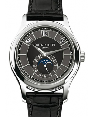 Patek Philippe Complications Day-Date Moon Phase Black Slate Index Dial 5205G-010