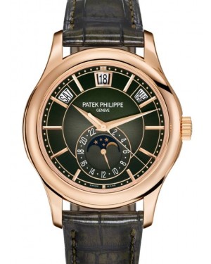 Patek Philippe Complications Annual Calendar Moon Phases Rose Gold Olive Green Dial 5205R-011 - BRAND NEW