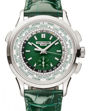 Patek Philippe Complications World Time Flyback Chronograph Platinum Green Dial 5930P-001 -  BRAND NEW