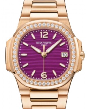 Patek Philippe Nautilus Date Sweep Seconds Quartz Rose Gold/Diamonds Lacquered Purple Dial 7010/1R-013 - BRAND NEW