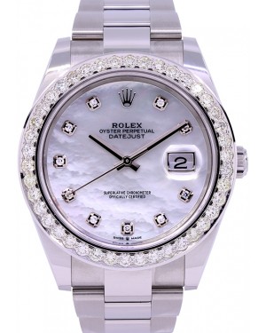 Rolex Datejust 41 White Gold/Steel White Mother of Pearl Diamond Dial Custom Diamond Bezel Oyster Bracelet 126334 - BRAND NEW