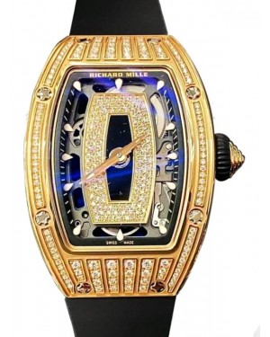 Richard Mille Lady Rose Gold Medium Set Diamond Onyx Dial RM 07-01 - BRAND NEW