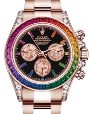 Rainbow Baguette-Sapphires Gemset Bezel - Rolex Daytona Watches ON SALE