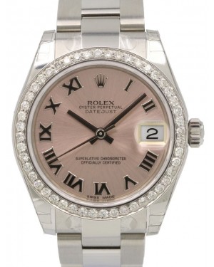 Rolex Datejust 31 Lady Midsize Stainless Steel Pink Roman Dial & Diamond Bezel Oyster Bracelet 278240 - BRAND NEW