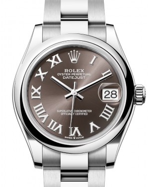 Rolex Datejust 31 Stainless Steel Dark Grey Roman Dial & Domed Bezel Oyster Bracelet 278240 - BRAND NEW