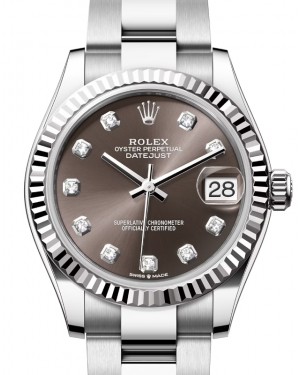 Rolex Datejust 31 White Gold/Steel Dark Grey Diamond Dial & Fluted Bezel Oyster Bracelet 278274 - BRAND NEW