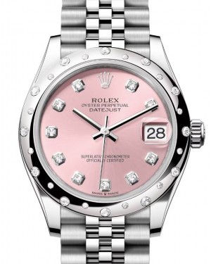 Rolex Datejust 31 White Gold/Steel Pink Diamond Dial & Bezel Jubilee Bracelet 278344RBR - BRAND NEW