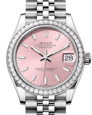 Rolex Datejust 31 White Gold/Steel Pink Index Dial & Diamond Bezel Jubilee Bracelet 278384RBR - BRAND NEW