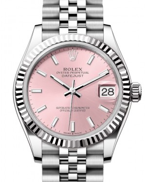 Rolex Datejust 31 White Gold/Steel Pink Index Dial & Fluted Bezel Jubilee Bracelet 278274 - BRAND NEW