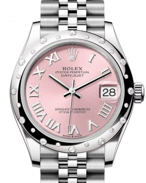 Rolex Datejust 31 White Gold/Steel Pink Roman Dial & Diamond Bezel Jubilee Bracelet 278344RBR - BRAND NEW
