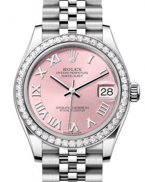 Rolex Datejust 31 White Gold/Steel Pink Roman Dial & Diamond Bezel Jubilee Bracelet 278384RBR - BRAND NEW
