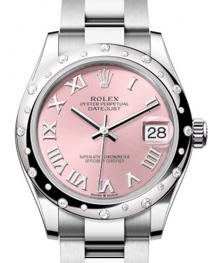 Rolex Datejust 31 White Gold/Steel Pink Roman Dial & Diamond Bezel Oyster Bracelet 278344RBR - BRAND NEW