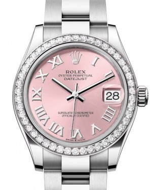 Rolex Datejust 31 White Gold/Steel Pink Roman Dial & Diamond Bezel Oyster Bracelet 278384RBR - BRAND NEW