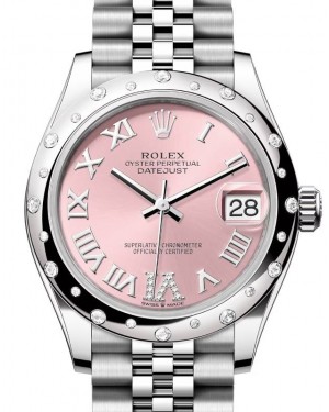 Rolex Datejust 31 White Gold/Steel Pink Roman VI Diamond Dial & Bezel Jubilee Bracelet 278344RBR - BRAND NEW
