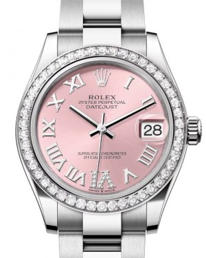 Rolex Datejust 31 White Gold/Steel Pink Roman VI Diamond Dial & Bezel Oyster Bracelet 278384RBR - BRAND NEW