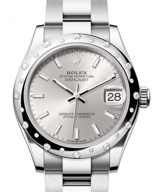 Rolex Datejust 31 White Gold/Steel Silver Index Dial & Diamond Bezel Oyster Bracelet 278344RBR - BRAND NEW