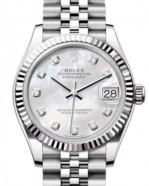 Rolex Datejust 31 White Gold/Steel White Mother Of Pearl Diamond Dial & Fluted Bezel Jubilee Bracelet 278274 - BRAND NEW