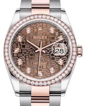 Rolex Datejust 36 Rose Gold/Steel Chocolate Jubilee Diamond Dial & Diamond Bezel Oyster Bracelet 126281RBR - BRAND NEW