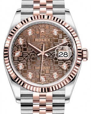 Rolex Datejust 36 Rose Gold/Steel Chocolate Jubilee Diamond Dial & Fluted Bezel Jubilee Bracelet 126231 - BRAND NEW