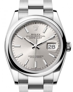 Rolex Datejust 36 Stainless Steel Silver Index Dial & Smooth Domed Bezel Oyster Bracelet 126200 - BRAND NEW