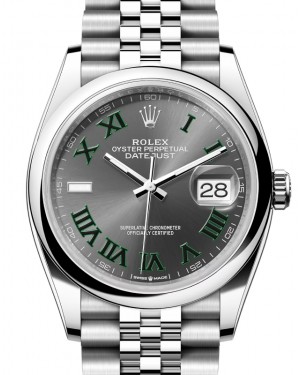 Rolex Datejust 36 Stainless Steel Slate "Wimbledon" Dial Domed Bezel Roman Jubilee Bracelet 126200 - BRAND NEW