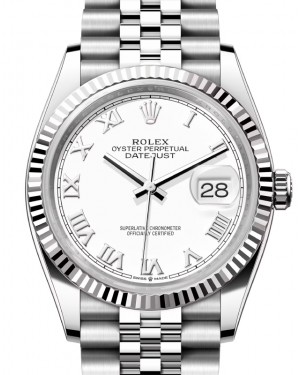 Rolex Datejust 36 White Gold/Steel White Roman Dial & Fluted Bezel Jubilee Bracelet 126234 - BRAND NEW
