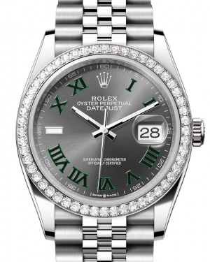 Rolex Datejust 36 White Gold/Steel "Wimbledon" Slate Dial Diamond Bezel Jubilee Bracelet 126284RBR - BRAND NEW