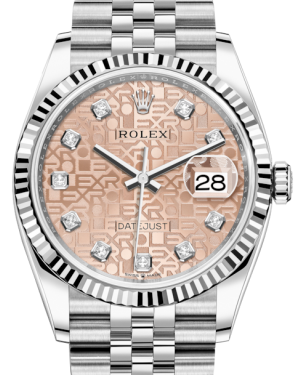 Rolex Datejust 36 White Gold/Steel Pink Jubilee Diamond Dial & Fluted Bezel Jubilee Bracelet 126234 - BRAND NEW