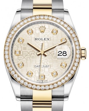 Rolex Datejust 36 Yellow Gold/Steel Silver Jubilee Diamond Dial & Diamond Bezel Oyster Bracelet 126283RBR - BRAND NEW