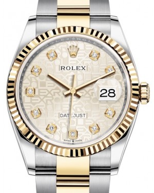 Rolex Datejust 36 Yellow Gold/Steel Silver Jubilee Diamond Dial & Fluted Bezel Oyster Bracelet 126233 - BRAND NEW