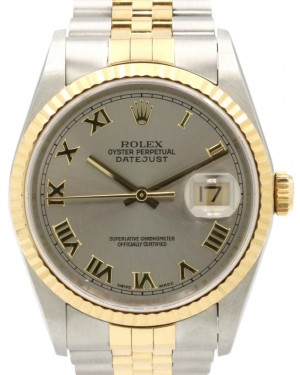 Rolex Datejust 36 Yellow Gold/Steel Steel Roman Dial & Fluted Bezel Jubilee Bracelet 16233 - PRE-OWNED