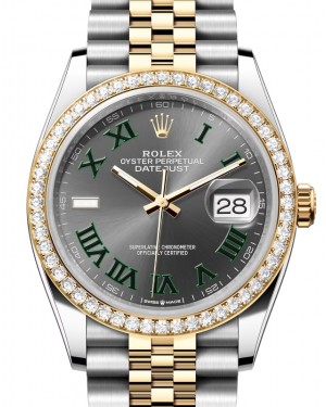 Rolex Datejust 36 Yellow Gold/Steel "Wimbledon" Slate Dial Diamond Bezel Jubilee Bracelet 126283RBR - BRAND NEW