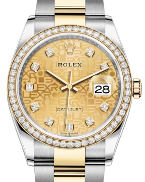 Rolex Datejust 36 Yellow Gold/Steel Champagne Jubilee Diamond Dial & Diamond Bezel Oyster Bracelet 126283RBR - BRAND NEW