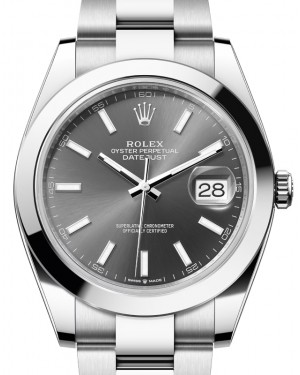Rolex Datejust 41 Stainless Steel Slate Index Dial Smooth Bezel Oyster Bracelet 126300 - BRAND NEW