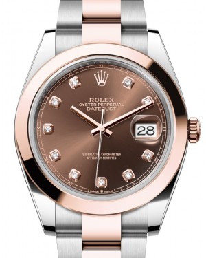 Rolex Datejust 41 Rose Gold/Steel Chocolate Diamond Dial Smooth Bezel Oyster Bracelet 126301 - BRAND NEW