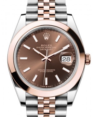Rolex Datejust 41 Rose Gold/Steel Chocolate Index Dial Smooth Bezel Jubilee Bracelet 126301 - BRAND NEW