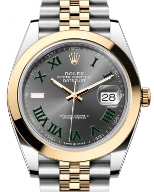 Rolex Datejust 41 Yellow Gold/Steel "Wimbledon" Slate Roman Dial Smooth Bezel Jubilee Bracelet 126303 - BRAND NEW