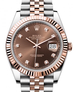 Rolex Datejust 41 Rose Gold/Steel Chocolate Diamond Dial Fluted Bezel Jubilee Bracelet 126331 - BRAND NEW