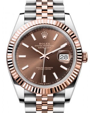 Rolex Datejust 41 Rose Gold/Steel Chocolate Index Dial Fluted Bezel Jubilee Bracelet 126331 - BRAND NEW