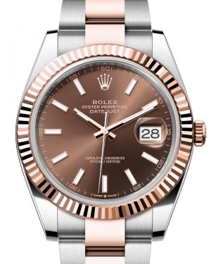 Rolex Datejust 41 Rose Gold/Steel Chocolate Index Dial Fluted Bezel Oyster Bracelet 126331 - BRAND NEW
