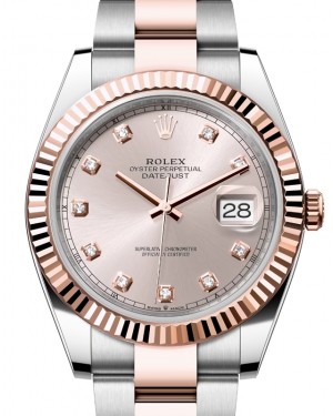 Rolex Datejust 41 Rose Gold/Steel Sundust Diamond Dial Fluted Bezel Oyster Bracelet 126331 - BRAND NEW