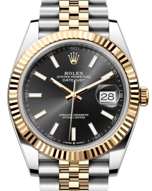 Rolex Datejust 41 Yellow Gold/Steel Black Index Dial Fluted Bezel Jubilee Bracelet 126333 - BRAND NEW