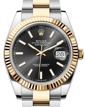 Rolex Datejust 41 Yellow Gold/Steel Black Index Dial Fluted Bezel Oyster Bracelet 126333 - BRAND NEW