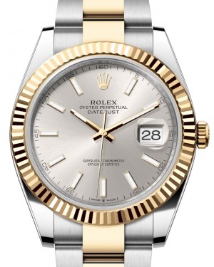 Rolex Datejust 41 Yellow Gold/Steel Silver Index Dial Fluted Bezel Oyster Bracelet 126333 - BRAND NEW