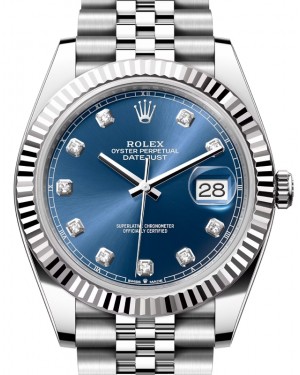 Rolex Datejust 41 White Gold/Steel Blue Diamond Dial Fluted Bezel Jubilee Bracelet 126334 - BRAND NEW