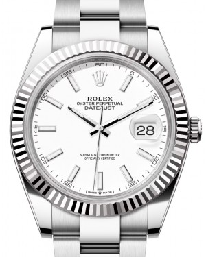 Rolex Datejust 41 White Gold/Steel White Index Dial Fluted Bezel Oyster Bracelet 126334 - BRAND NEW