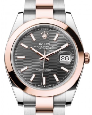 Rolex Datejust 41 Rose Gold/Steel Slate Fluted Motif Index Dial Smooth Bezel Oyster Bracelet 126301 - BRAND NEW